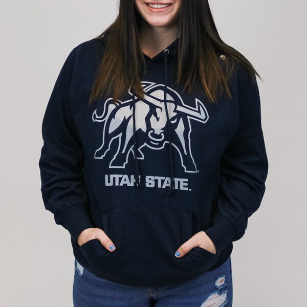 Navy, U-State, Aggie Bull, Hoodie